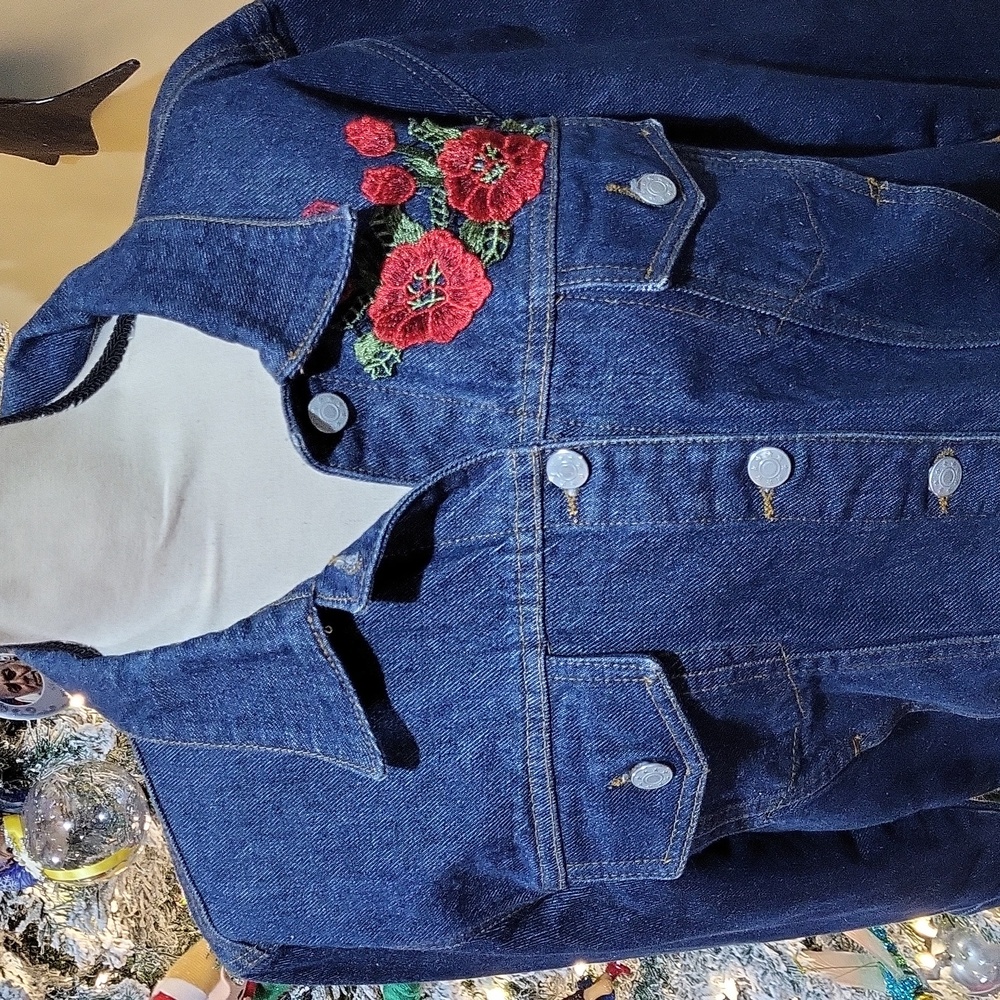 Baby Phat Denim Jacket with Red Rose Embroidery - Picture 6 of 12